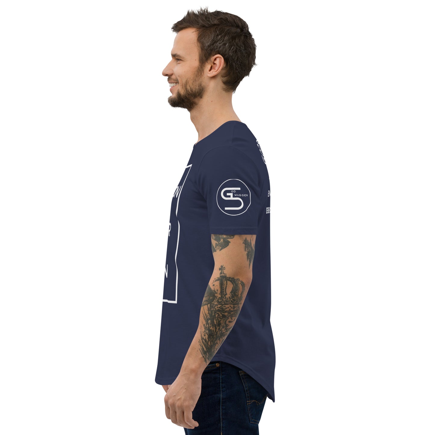 Abandon Your Plan (White Font) Men's Curved Hem T-Shirt