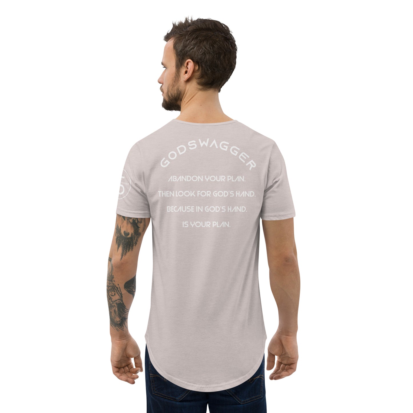 Abandon Your Plan (White Font) Men's Curved Hem T-Shirt