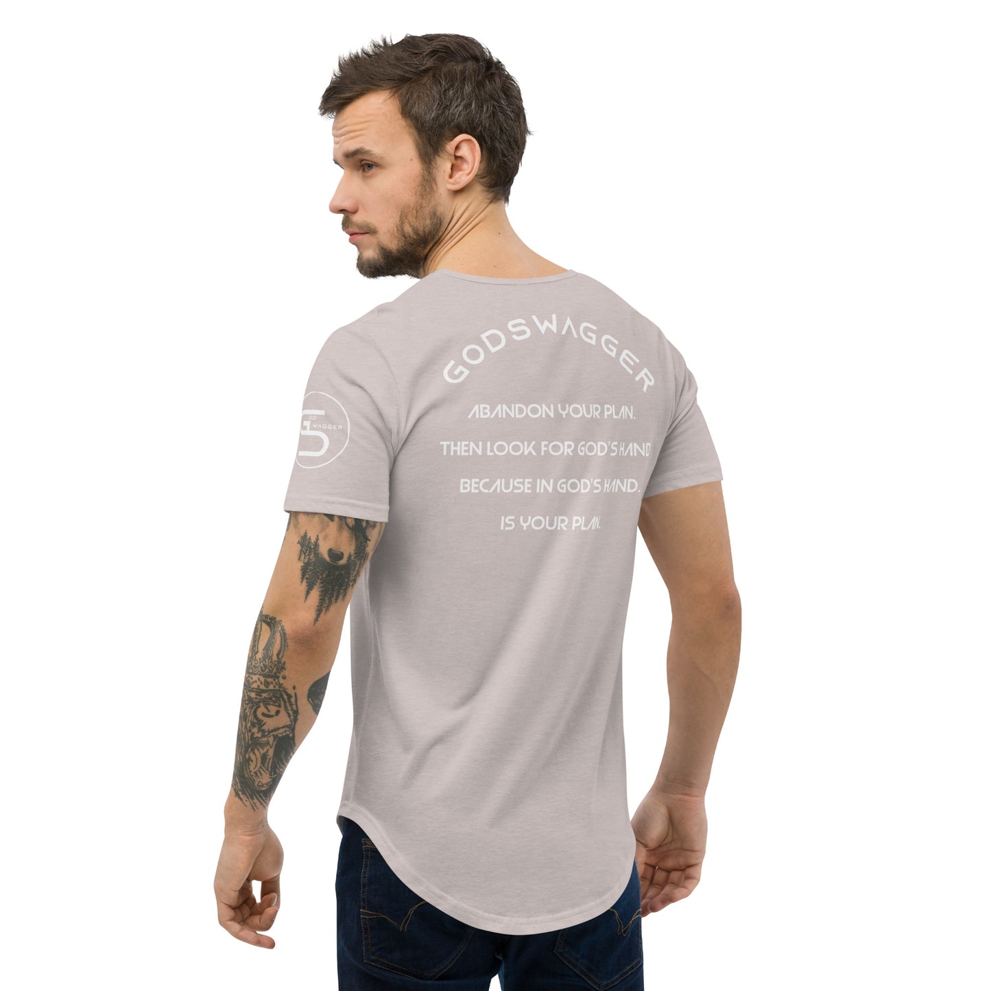 Abandon Your Plan (White Font) Men's Curved Hem T-Shirt