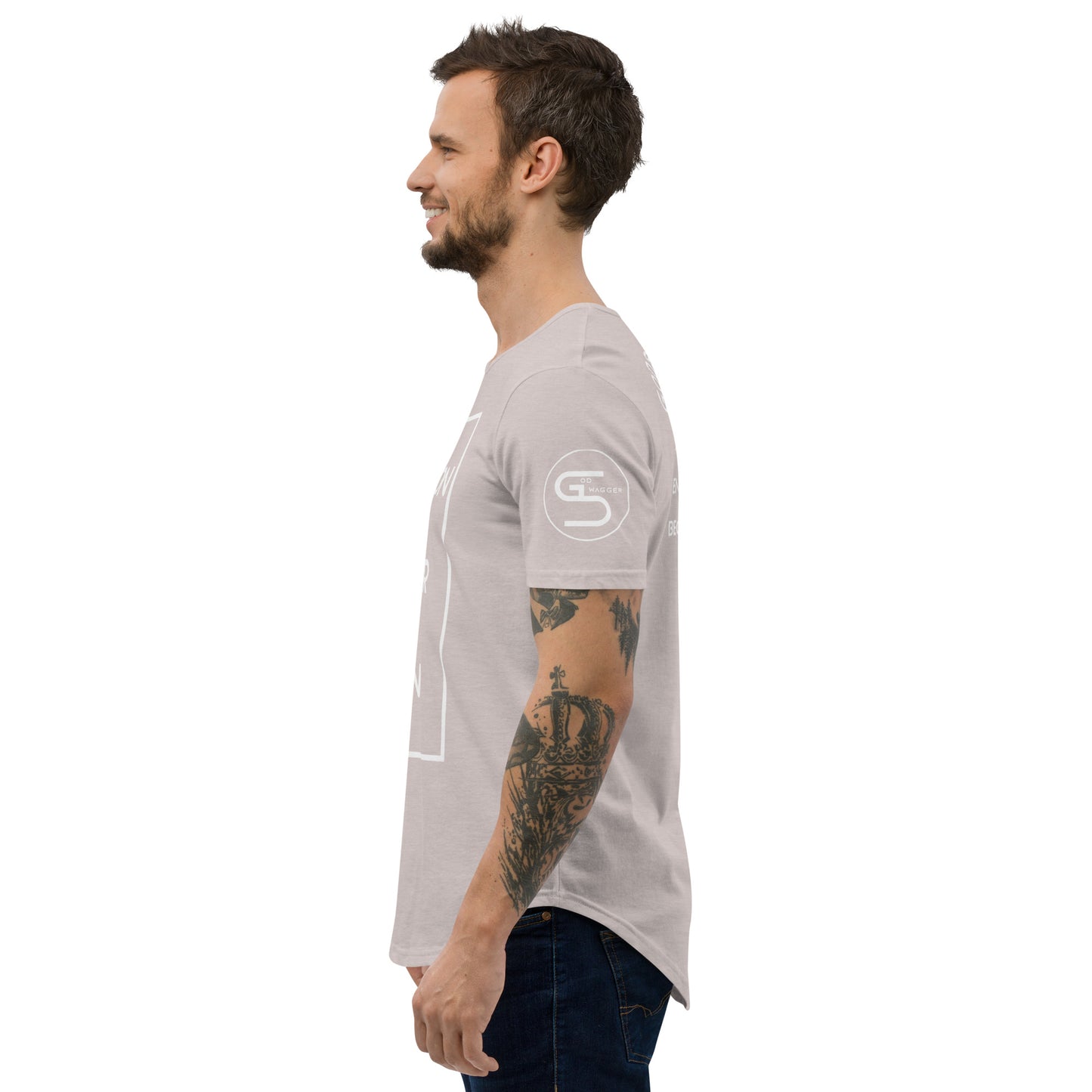 Abandon Your Plan (White Font) Men's Curved Hem T-Shirt