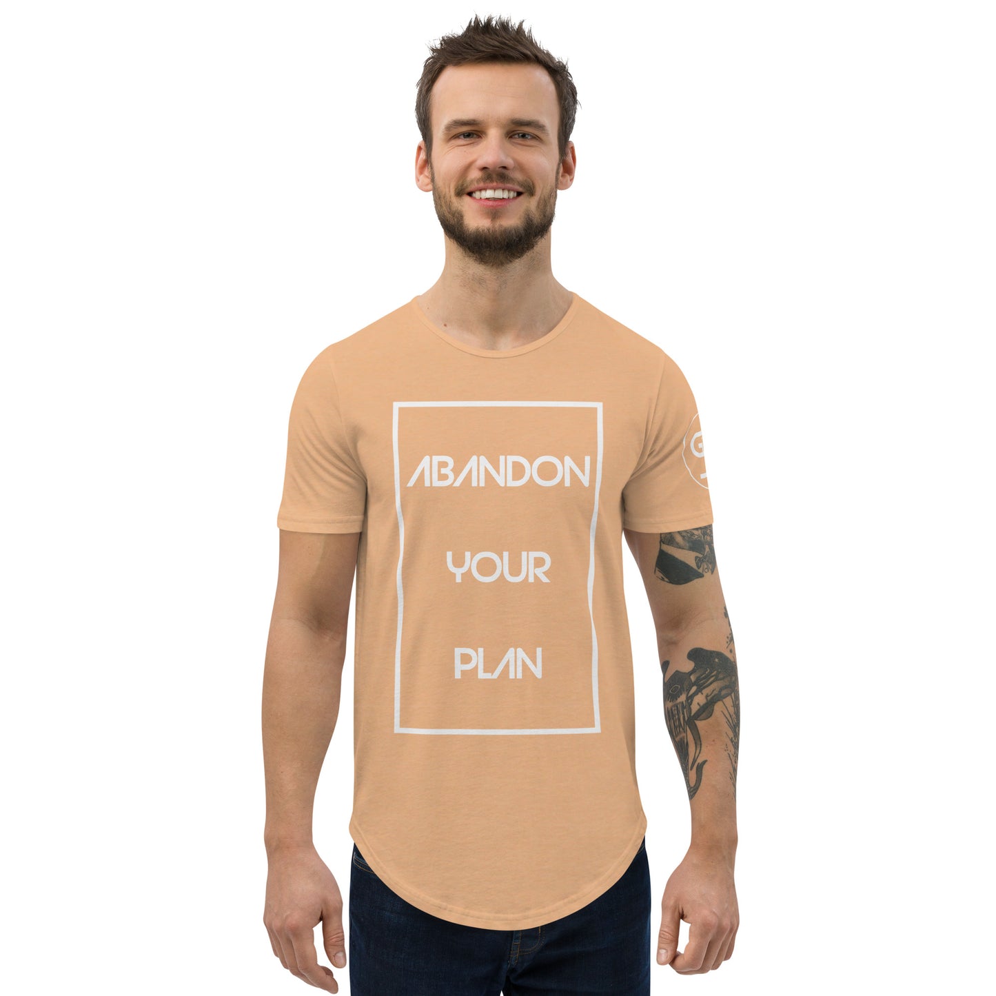 Abandon Your Plan (White Font) Men's Curved Hem T-Shirt