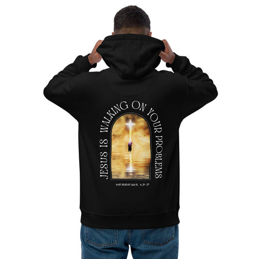 Jesus Is Walking On Your Problems (Black) Premium eco hoodie