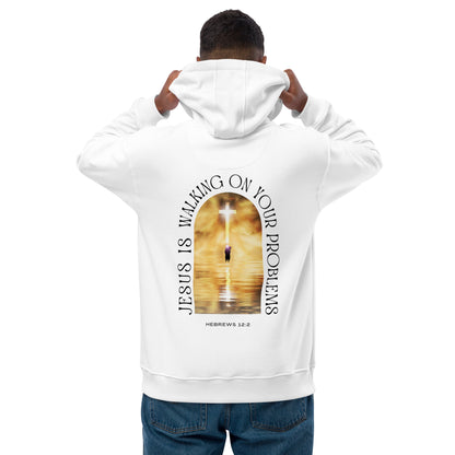 Jesus Is Walking On Your Problems (White) Premium eco hoodie