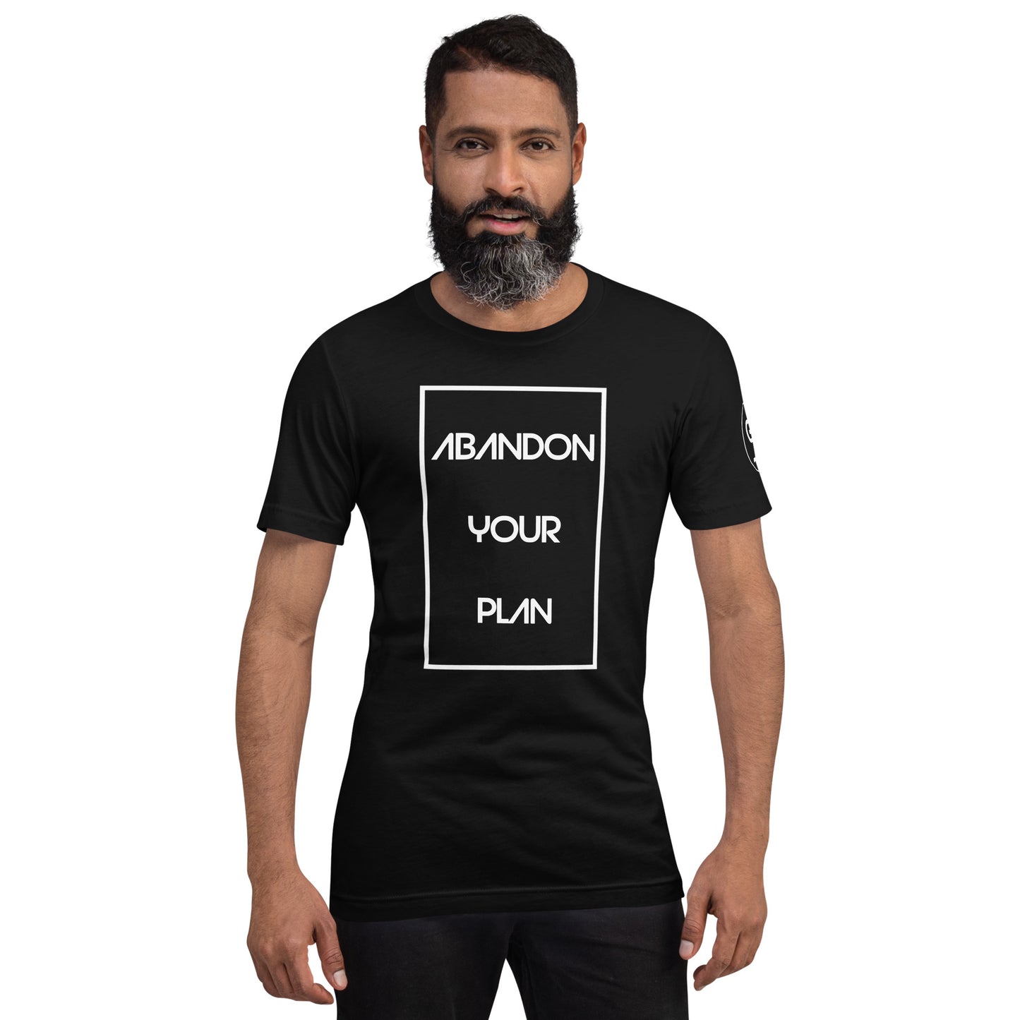 Abandon Your Plan Multi Color (White Font) Unisex t-shirt
