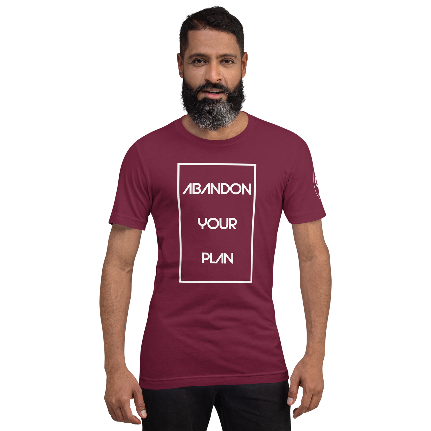 Abandon Your Plan Multi Color (White Font) Unisex t-shirt