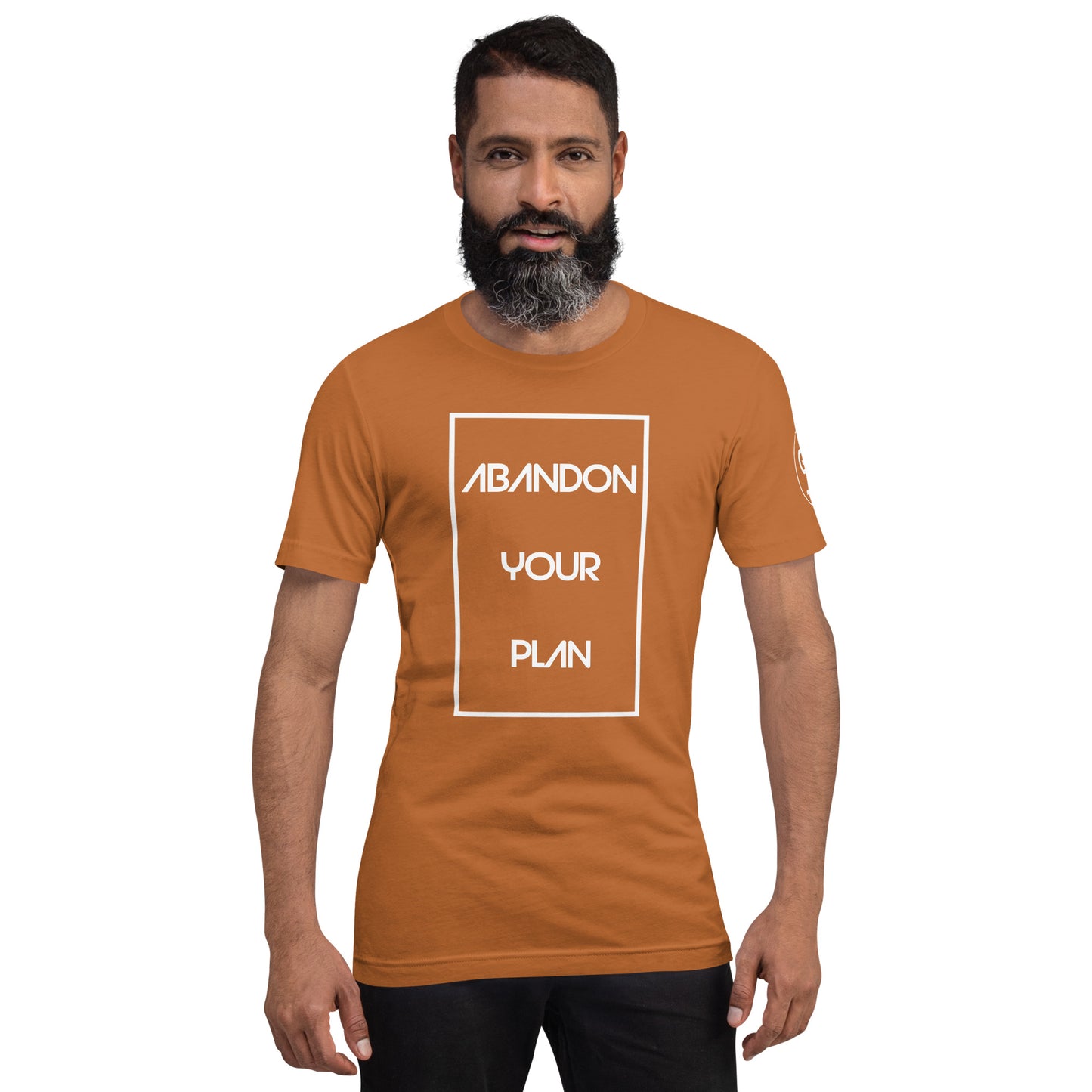 Abandon Your Plan Multi Color (White Font) Unisex t-shirt